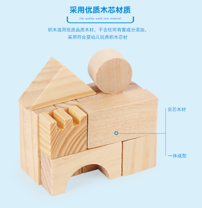 Children's Educational Construction Toy 162-Piece Natural Wood Color Building Blocks City Theme Shape Recognition 0-24 Months