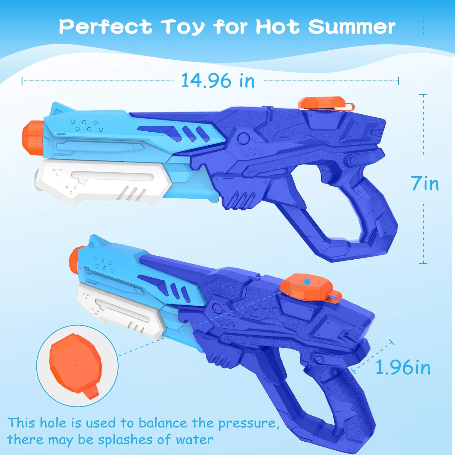 600ML Large Capacity Water Guns For Kids - Summer Swimming Pool &amp; Beach Outdoor Water Fighting Toys With Powerful Squirt Pistols