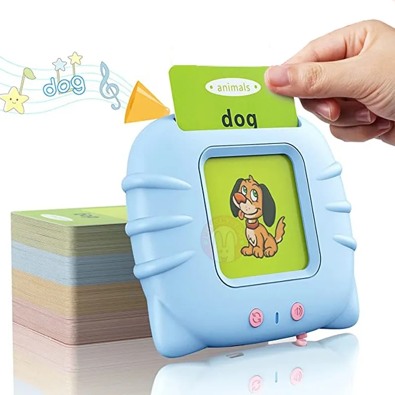 224-Word French English Spanish Bilingual Electronic Book with 112 Flash Cards Talking Toddler Learning Toy Plastic Material