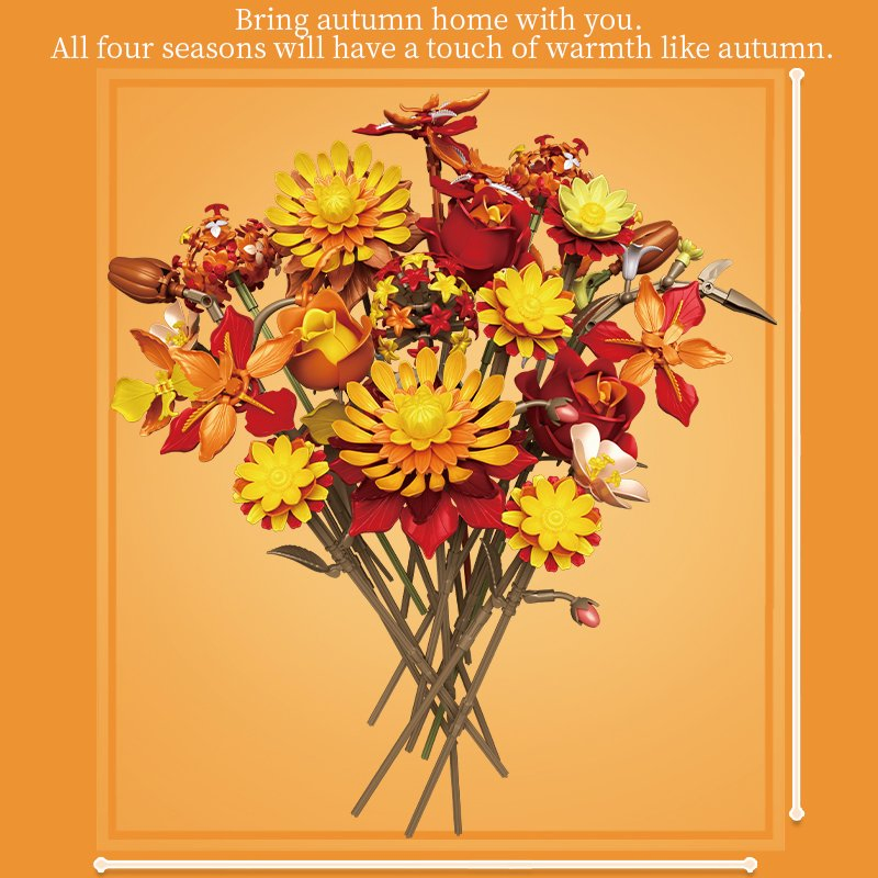 Gaozheng Toys Sunflower Autumn Series DIY Educational Assemble Building Blocks, Shantou Original Toy Factory Bulk Wholesale Price Artificial Flower