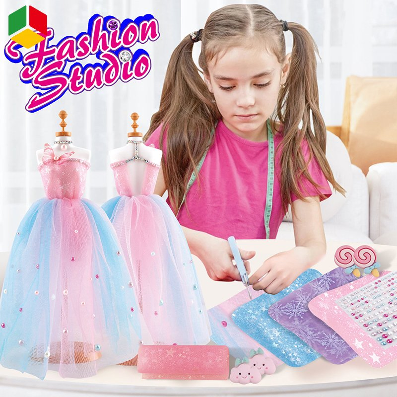QS New Design Kids Children Educational Creative DIY Clothes Dress Jewelry Sets Toys Handmade Fashion Doll Accessories Clothes Girls Dress up Toys