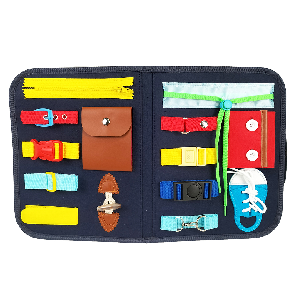 2022 Novedadess Toddlers Montessori Toys Felt Busy Board Kids Learn to Dress Basic Skills