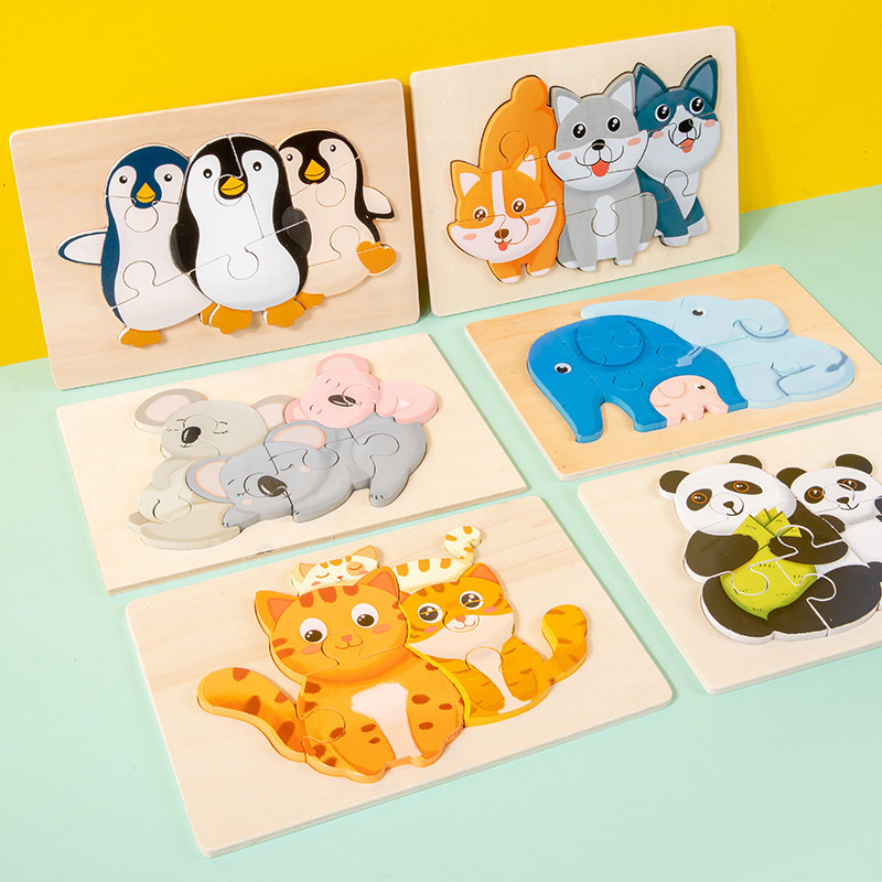 3D Early Education Learning Puzzle Animal Board Kids Toys