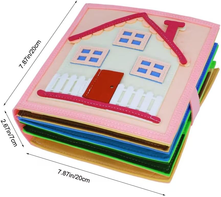 Montessori Toys Practical Non-Woven Fabric Book Pink House Role-Playing Activity Book Educational Book for Toddlers