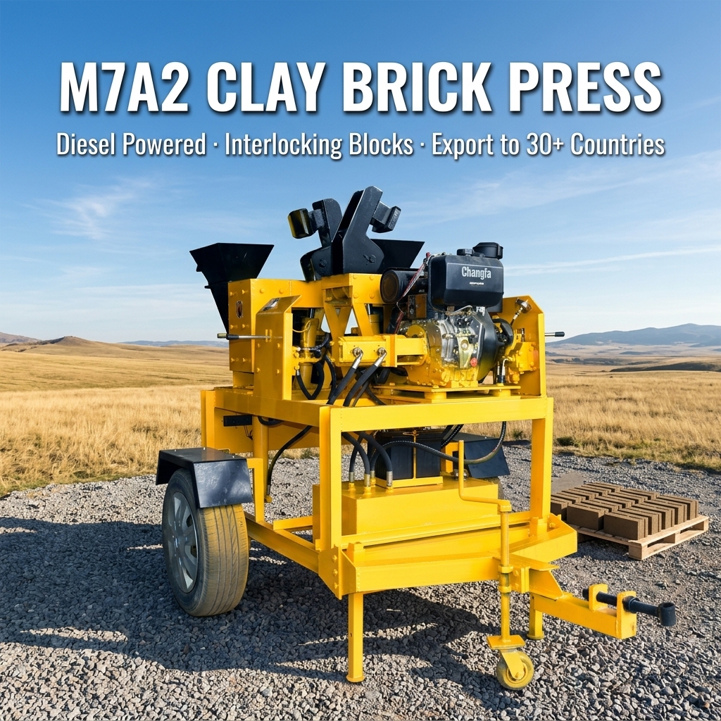 M7A2 Small Scale Lego Style Interlocking Clay Brick Making Machine Manual Hydraulic Soil Block Machine For House Building