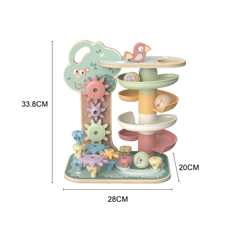 Early Education Montessori Puzzle Color Lacing Beads Toy Rolling Ball Stacking Track Toy Ball Turving Music Baby Toy