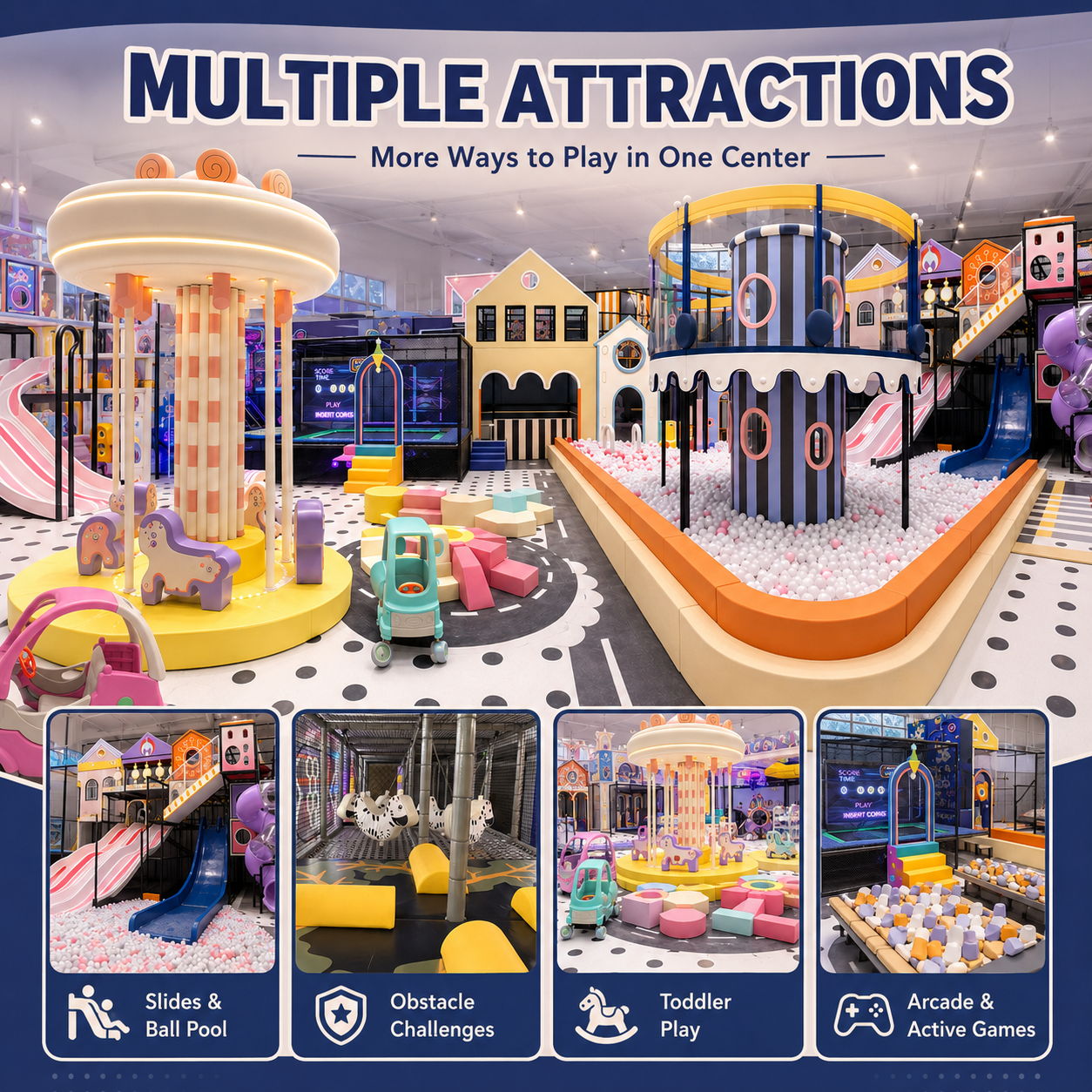 Indoor Play Center Equipment For Family Entertainment Center With Slides Climbing And Soft Play