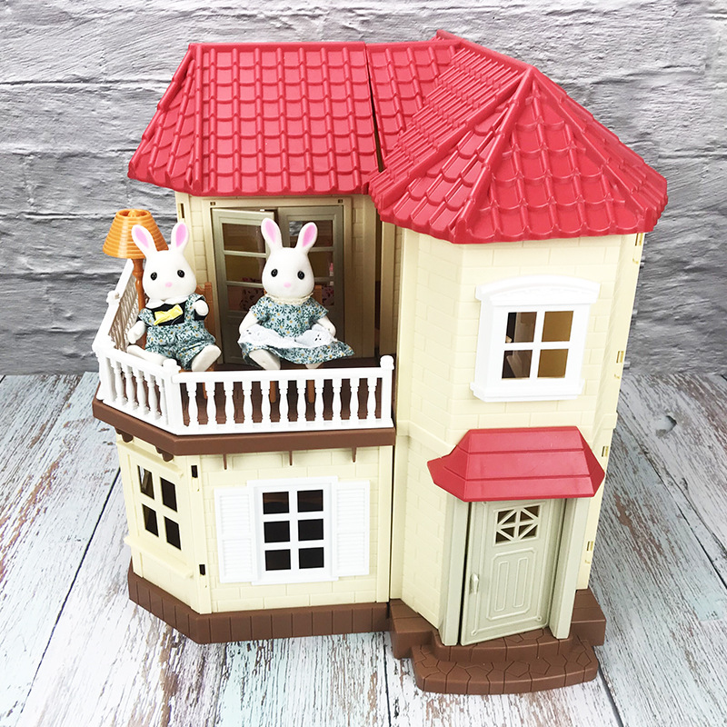 2025 Best Seller Forest Family Big Villa Set Mini House Toys Kids Toy Doll House Girls Role Play Kits Educational Pretend Toys