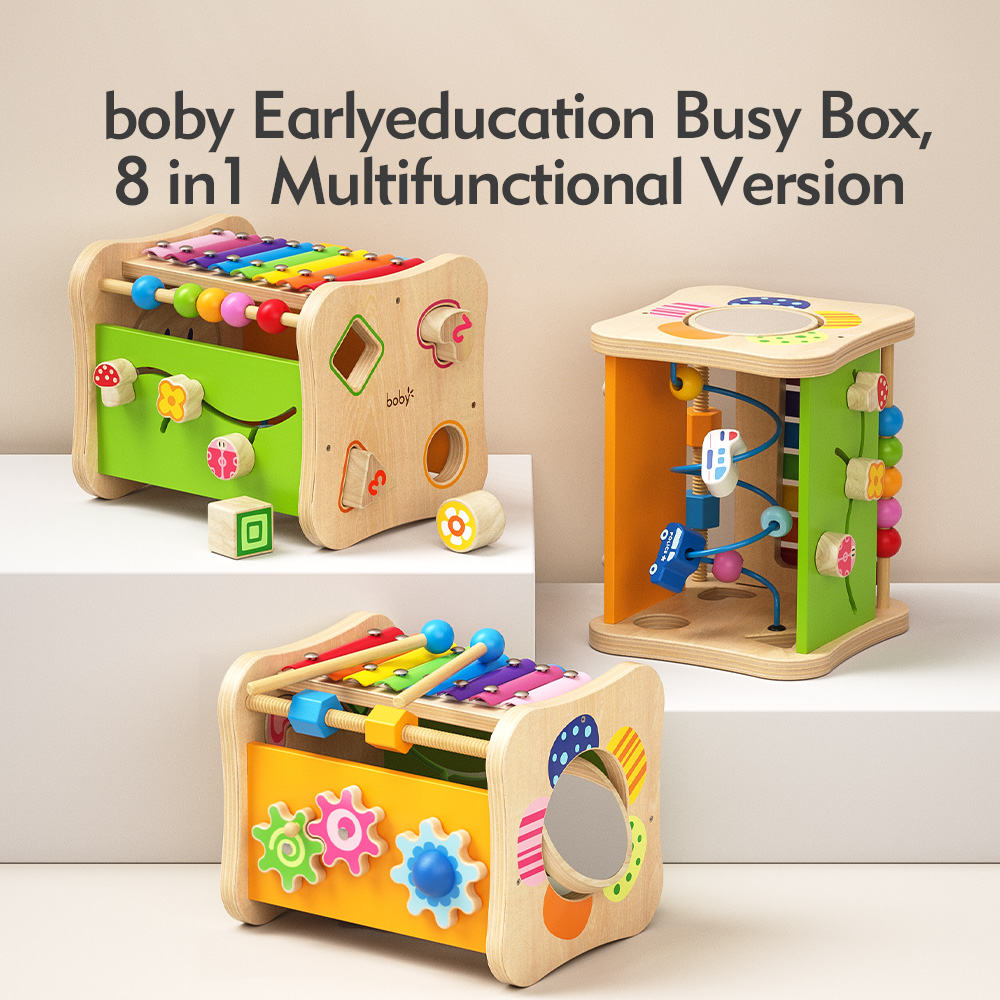 Montessori Wooden Educational Toys for Toddlers 1-2 Years Sensory Multi-Functional Activity Box