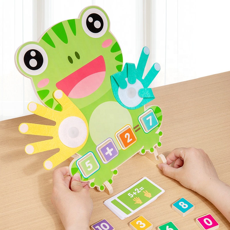 Frog Wooden Math Counting Toys For Toddlers, Montessori Finger Counting Board, Preschool Number Recognition Math Manipulatives