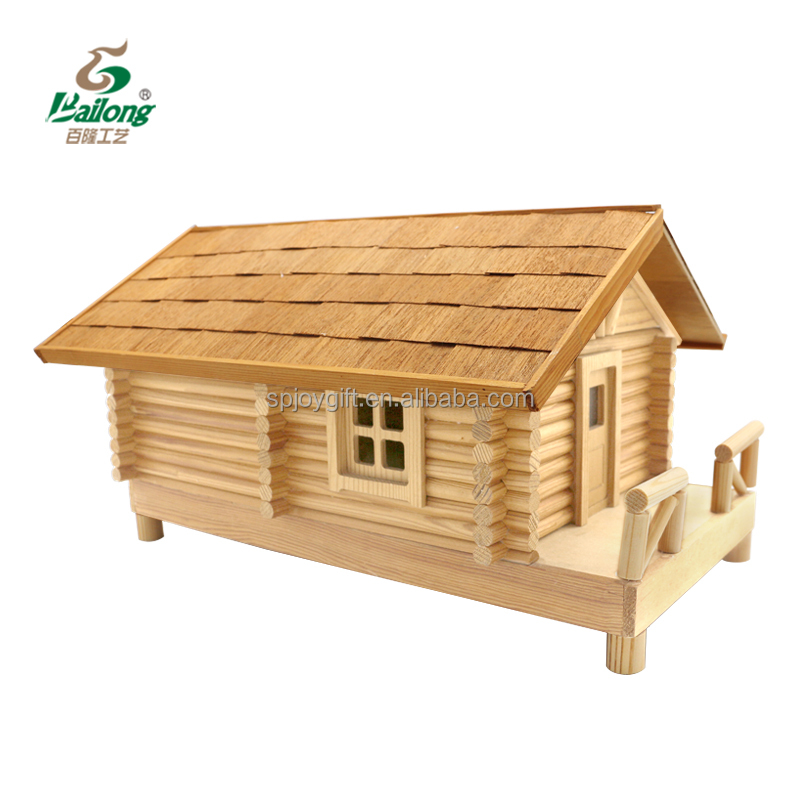 Kids Educational DIY Wood Craft Model Miniature Polished Log Cabin House Gift For Young Creatives