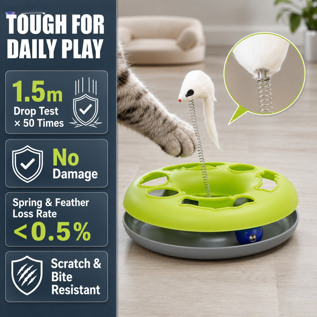 OEM ODM Private Label 3-in-1 Interactive Cat Toy Turntable CT-T008 Food-grade ABS Pet Intelligence Toy Wholesale