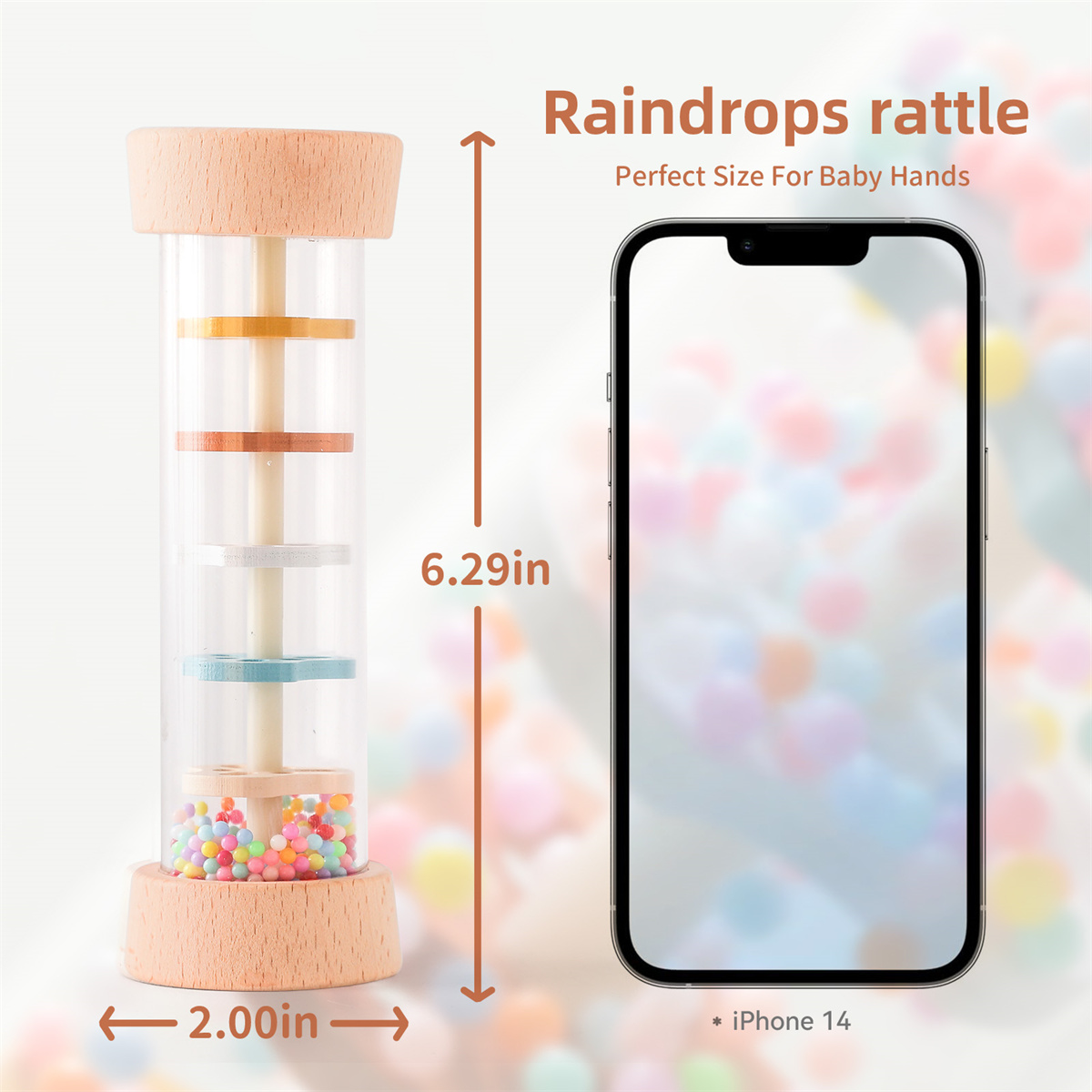 Montessori Sensory Toy Wooden Musical Instrument Simulation Early Education Small Rainbow Hourglass Baby Rattle Wooden Toy