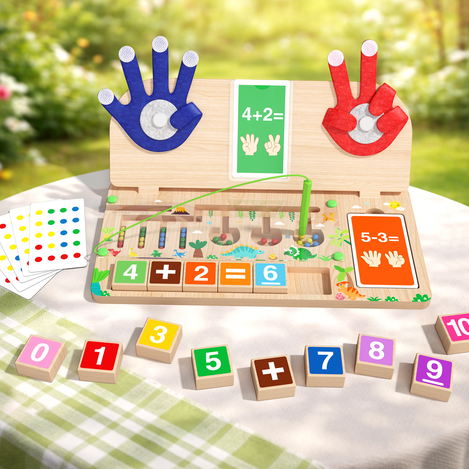 Montessori Wooden Math Toys Number Color Maze Clip Beads Arithmetic Board for Kids Toddlers Fine Motor Skills Learning Gifts
