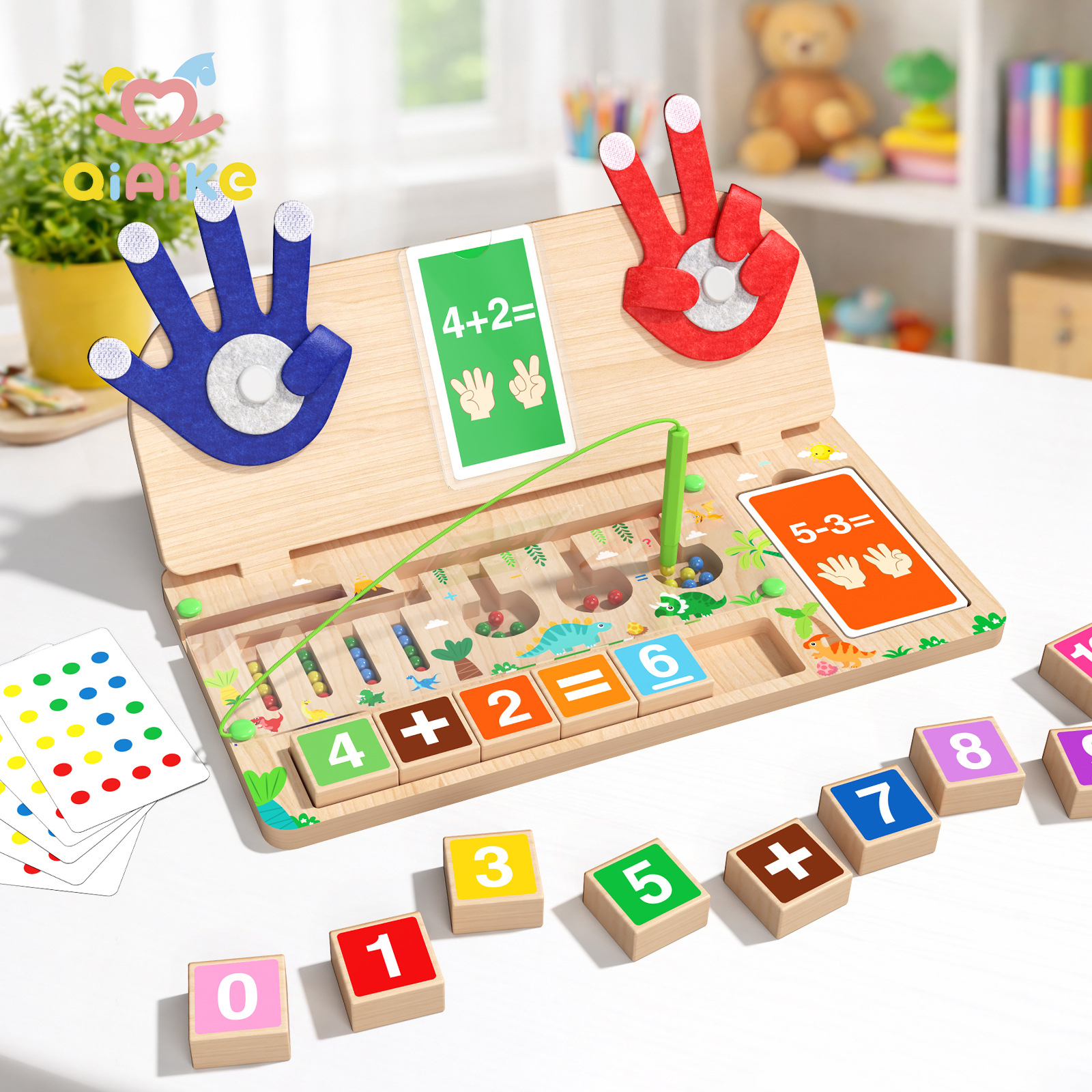 Montessori Wooden Math Toys Number Color Maze Clip Beads Arithmetic Board for Kids Toddlers Fine Motor Skills Learning Gifts