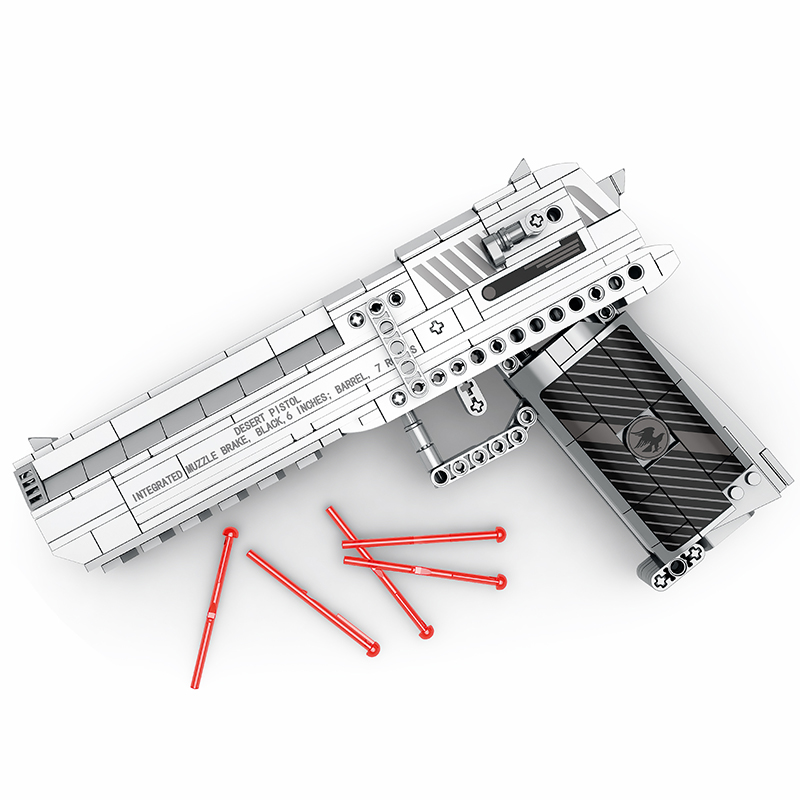 Desert Eagle Launcheable FPS Game Role Play Assembly Educational DIY Building Block Pistol Model Toy for Boys Adults