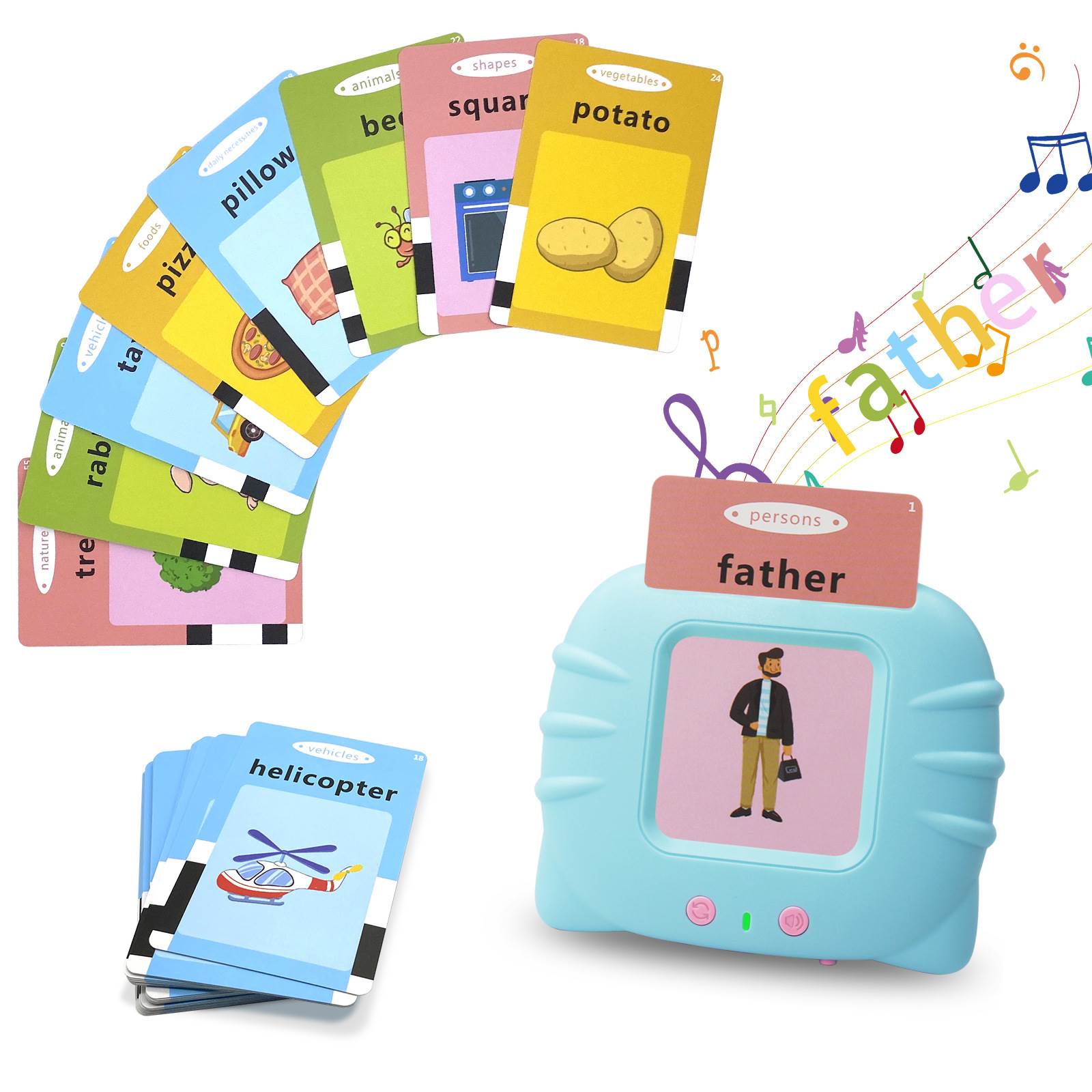 Becho Toys Early Educational Intelligent Talking Flash Cards Bilingual Speech for Kids USB Rechargeable Learning Machine for Kid