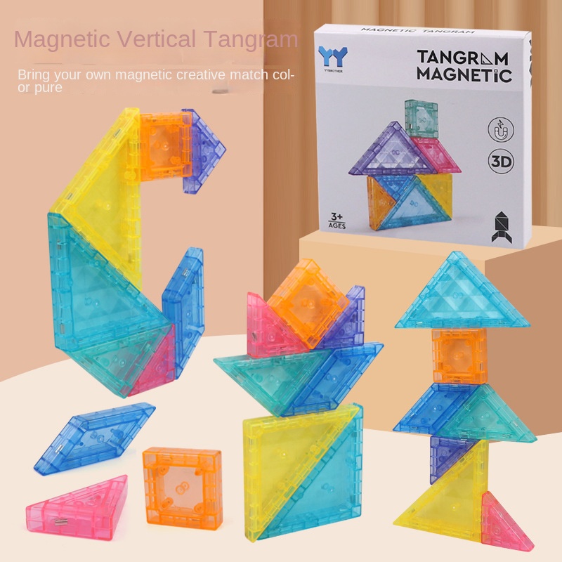 Magnetic Tangram Puzzles for First Grade Math Teaching Special Educational Toys for Kindergarten Primary School Students