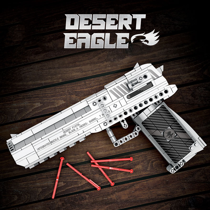 Desert Eagle Launcheable FPS Game Role Play Assembly Educational DIY Building Block Pistol Model Toy for Boys Adults