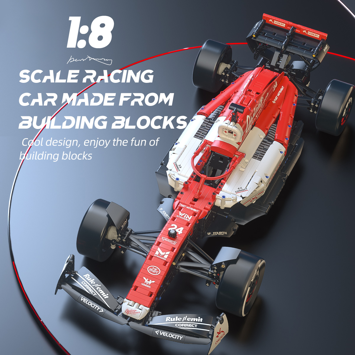 1:8 Scale Remote Control F1 Racing Car Building Blocks , Mini Bricks Display Toy, Educational Gift for Kids, Factory Wholesale