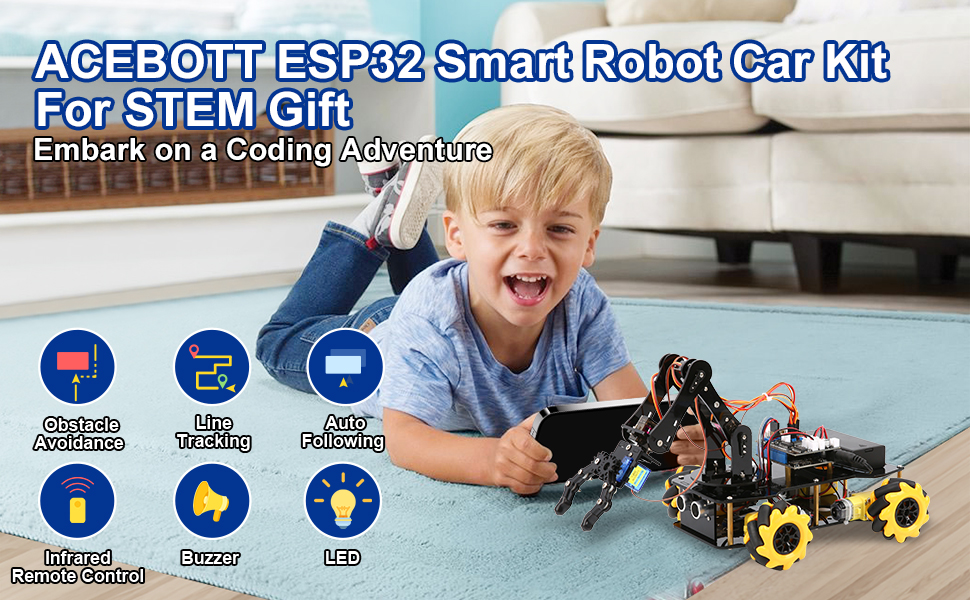 ESP32 4WD Mecanum Wheel Programming Smart Arm Robot Car Kit