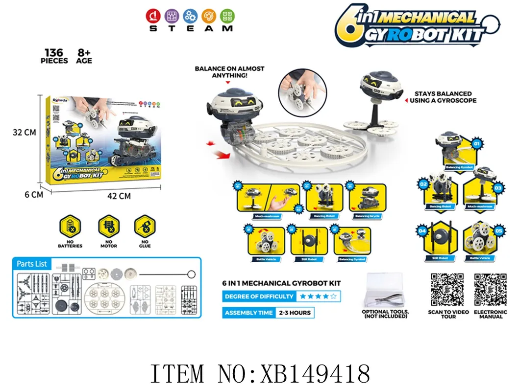 DIY Stem Kit 136 PCS Building Block Set Electric Gyrobot