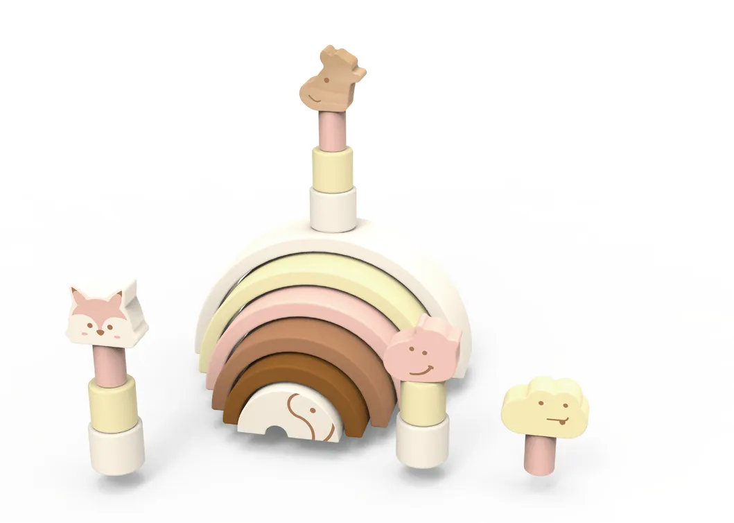 Wooden Educational Montessori Rainbow Bridge Set Tower Toy