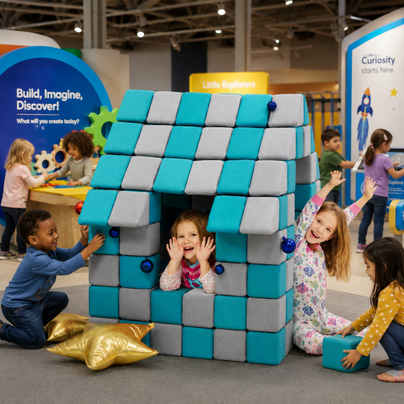 Magnetic Fabric Building Blocks Set Educational DIY Toys for Kids Indoor Play Kindergarten Preschool Learning ---- House Bundle