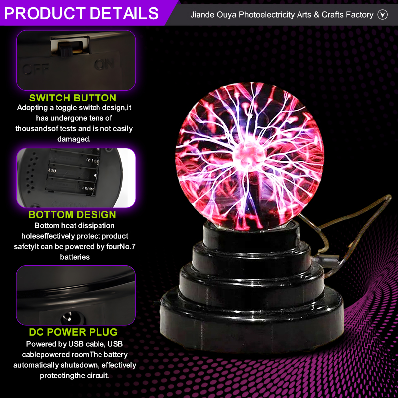 Interactive Touch Sensitive Electric Arc Effect Manufacturer Plasma Ball Lamp Plasma Globe Lamp For Science Education