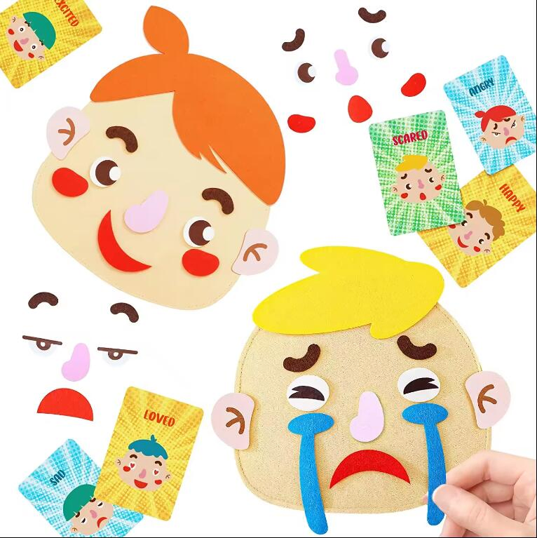 Hot Selling Felt Emotion Face Changing Toys Montessori for Kids Felt Toy Kit Educational Children's Puzzle Early Learning