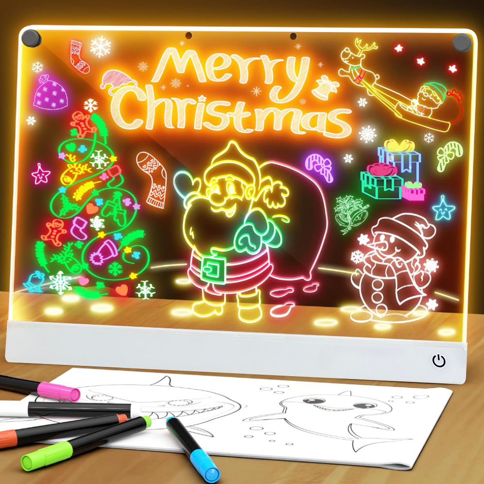 Rechargeable Touch Control Light-up Acrylic Drawing Board With Color-Changing Dimmable Night Light For Babies And Kids