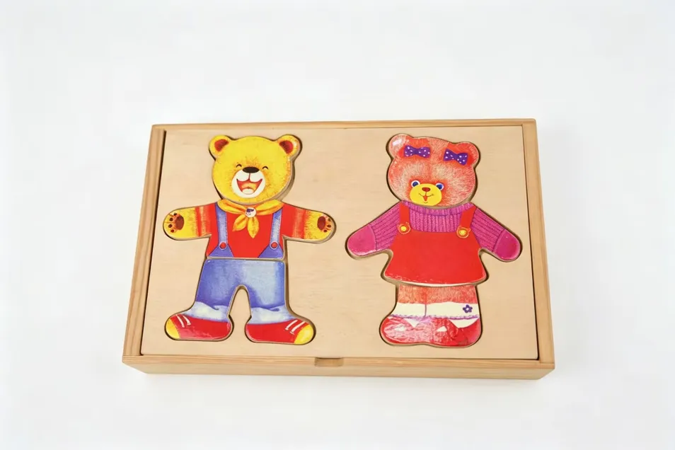 Intellectual Toys Early Learning Develop Teddy Puzzle Wooden Toy for Children