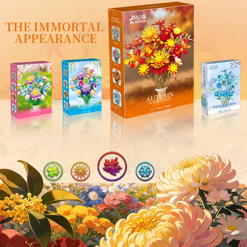 Sunflower Autumn Series DIY Educational Assemble Building Blocks, Original Toy Factory Bulk Wholesale Price Artificial Flower