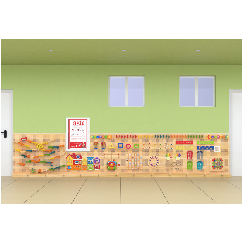 Kindergarten Customized DIY Wooden Educational Wall Panel Toys Interactive Wall Play Creative Steam Toys for Preschool Corridor