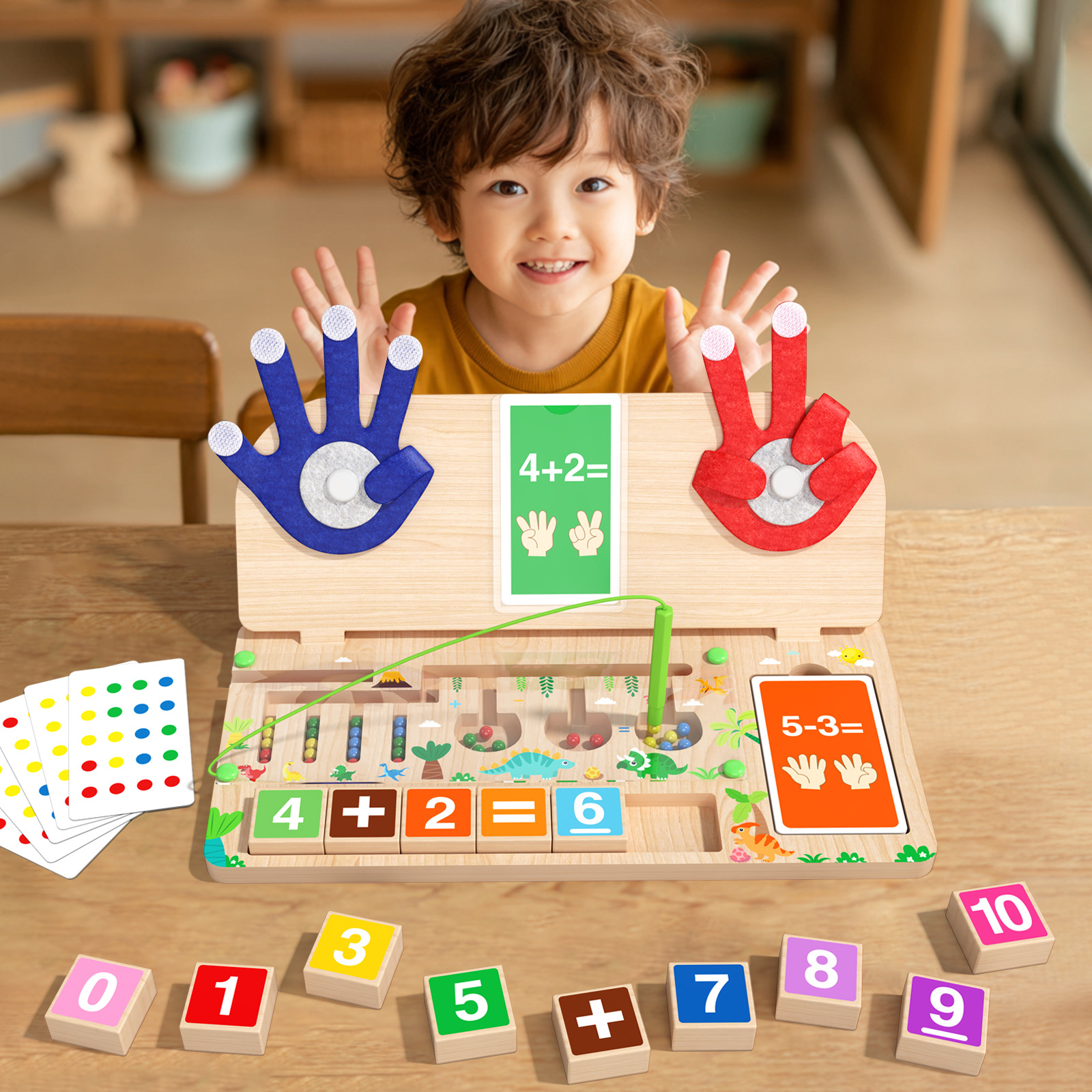 Montessori Wooden Math Toys Number Color Maze Clip Beads Arithmetic Board for Kids Toddlers Fine Motor Skills Learning Gifts