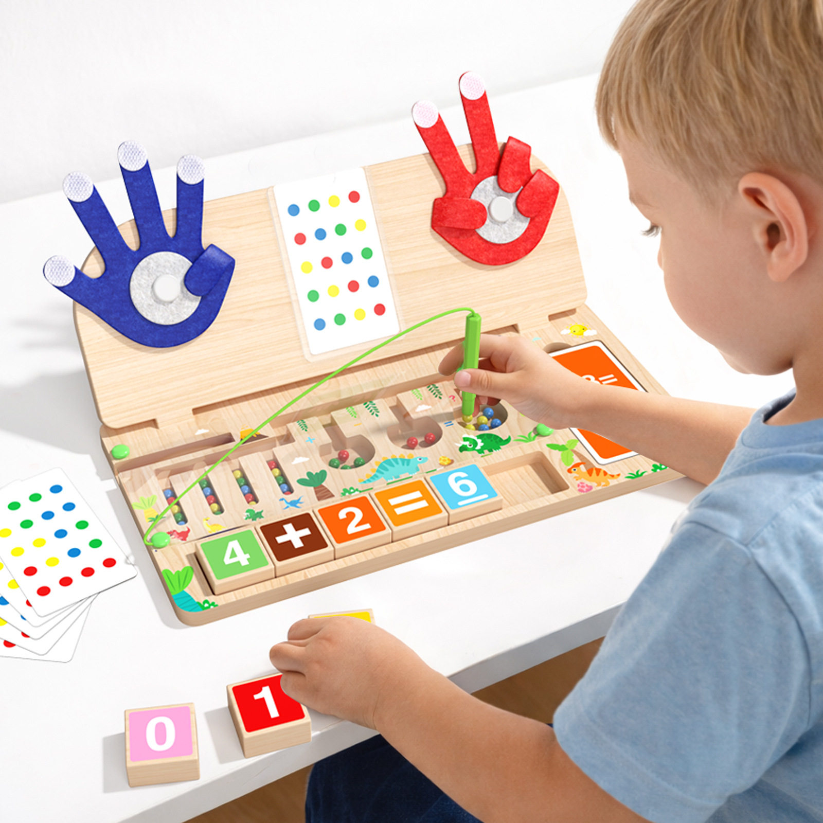 Montessori Wooden Math Toys Number Color Maze Clip Beads Arithmetic Board for Kids Toddlers Fine Motor Skills Learning Gifts