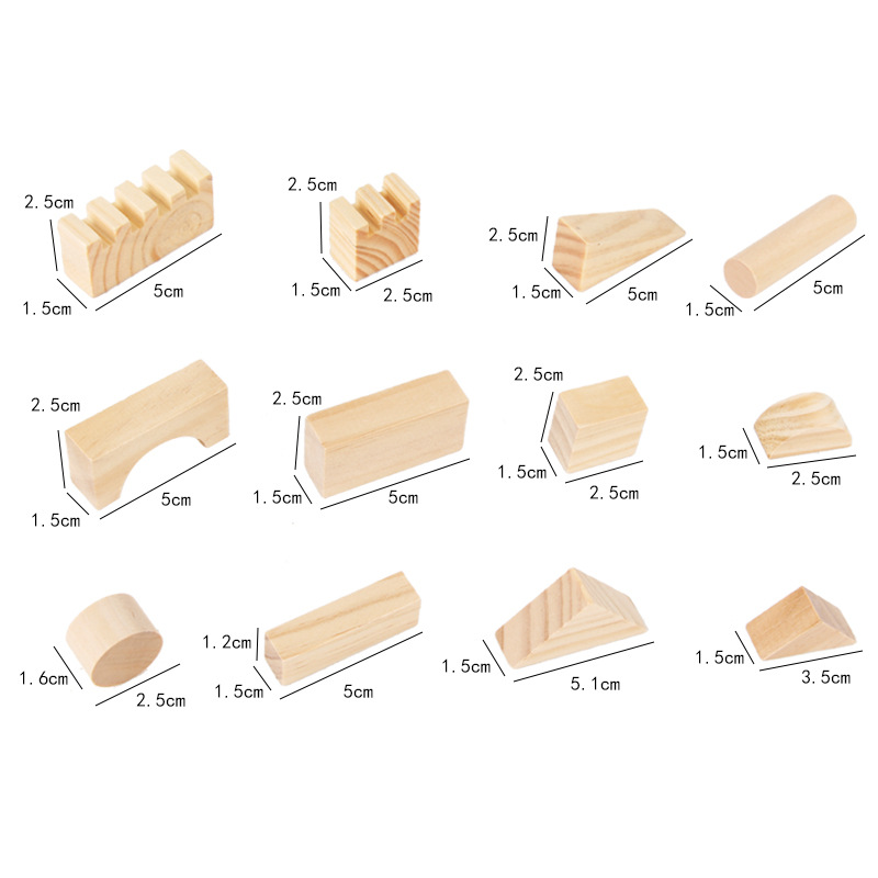 Children's Educational Construction Toy 162-Piece Natural Wood Color Building Blocks City Theme Shape Recognition 0-24 Months