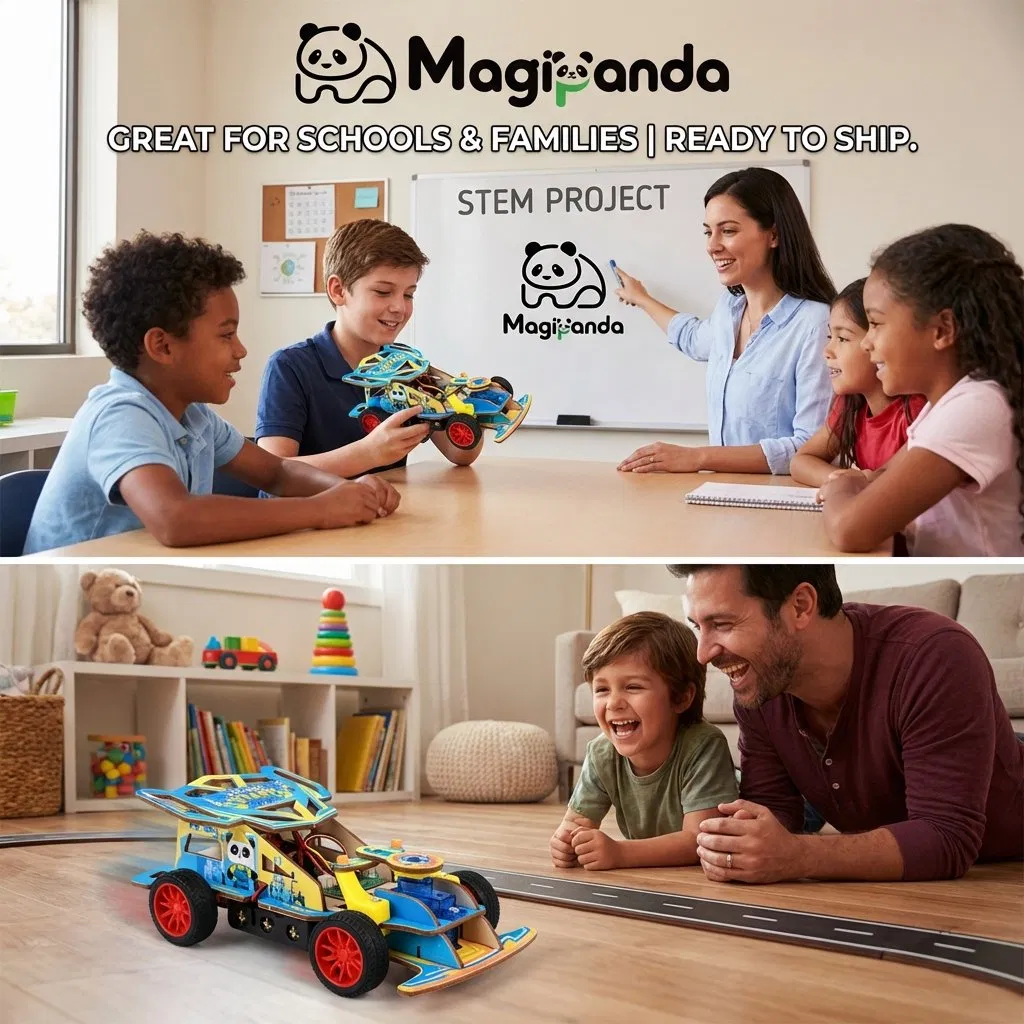 Stem Wooden Remote Control Car Kit DIY Educational Toy for Kids