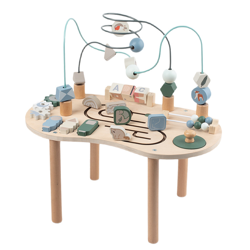 Montessori Sensory Table Wooden Educational Teaching &amp; Learning Busy Board with Beads Maze for Toddlers &amp; Kids
