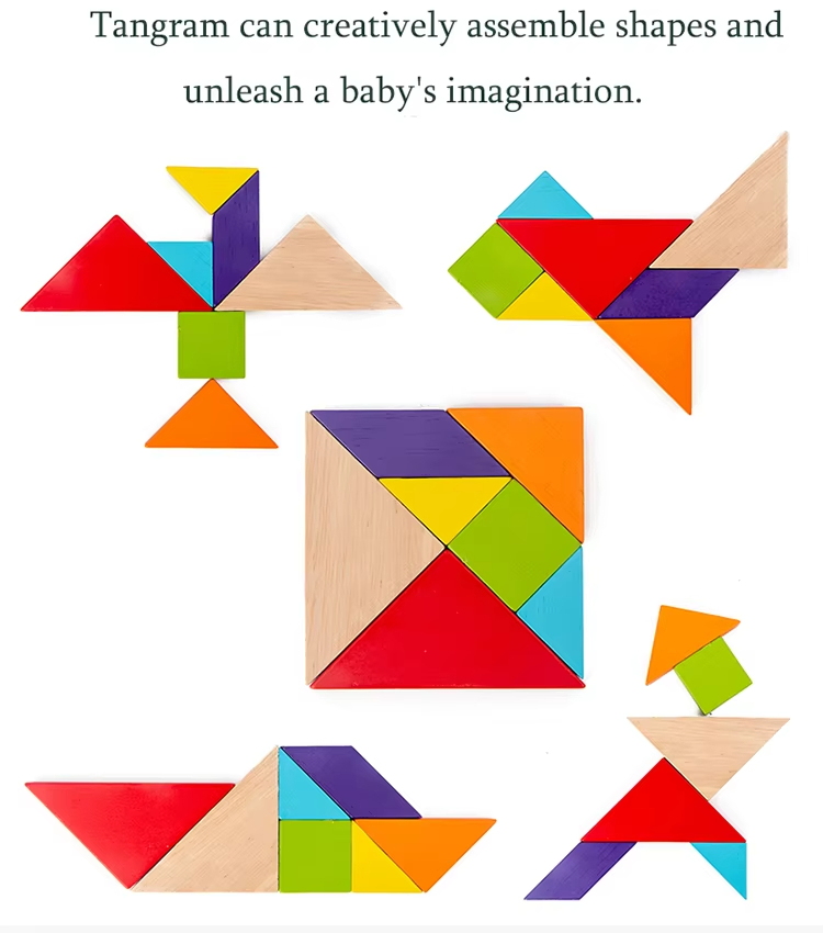 Safe Montessor Multi-Functional Shape Cognition Matching Other Building Block Box Creative DIY Tangram Puzzle Learning Toys for Kids