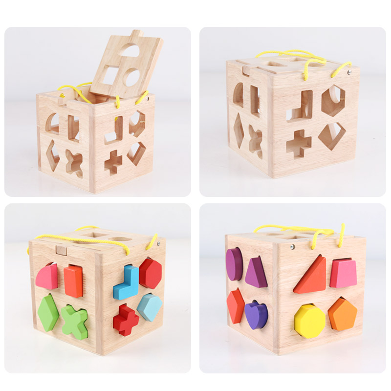 Kids Wood Educational Toy, Children Game Puzzle Toy, Baby Block Toy, Animal Toy Model Toy, Learning Toy, Wooden Shape Sorting Building Cube Block Toy
