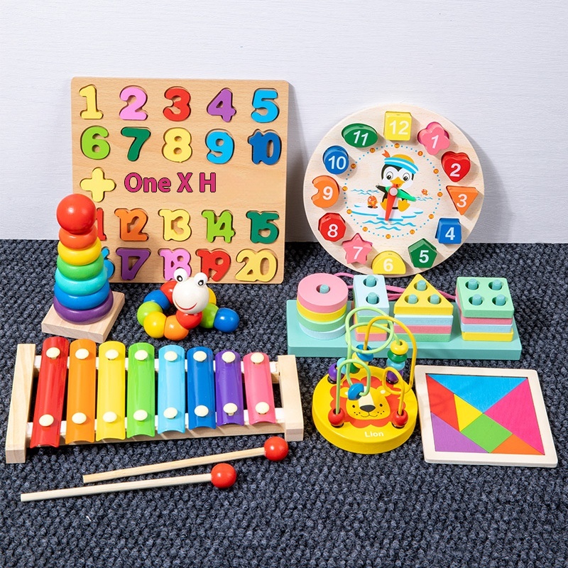 Children's Early Education Wooden Music Octave Piano Caterpillar Montessori Beads Set of Column 11 Types of Wooden Toys