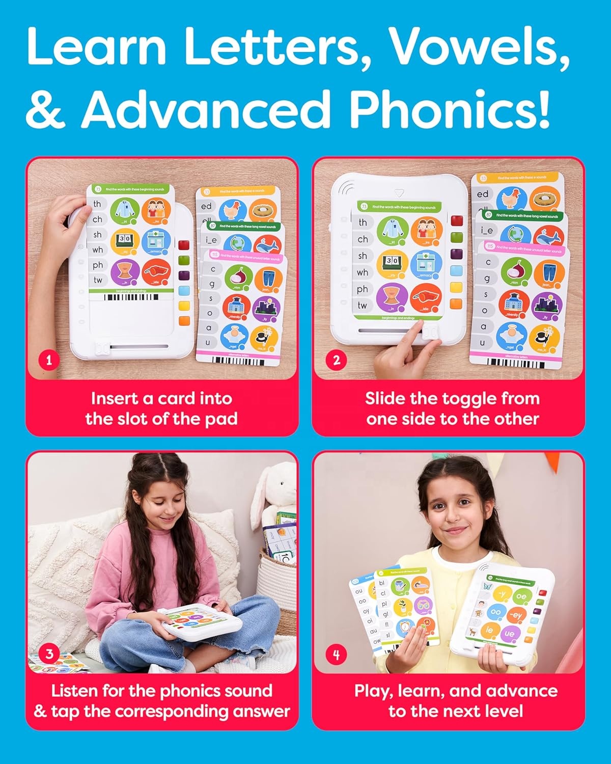 Phonics Machine Learning Pad - CPSIA CPC Certified 720 Phonic Questions Reading Game
