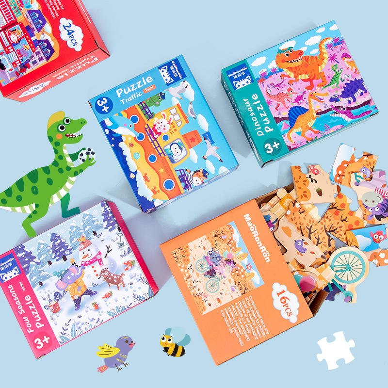 New Style Dinosaurs/ Vehicles Wooden Jigsaw Puzzle Kids Baby Learning Educational Toys for Children Wood Puzzles Toy Boys Girls