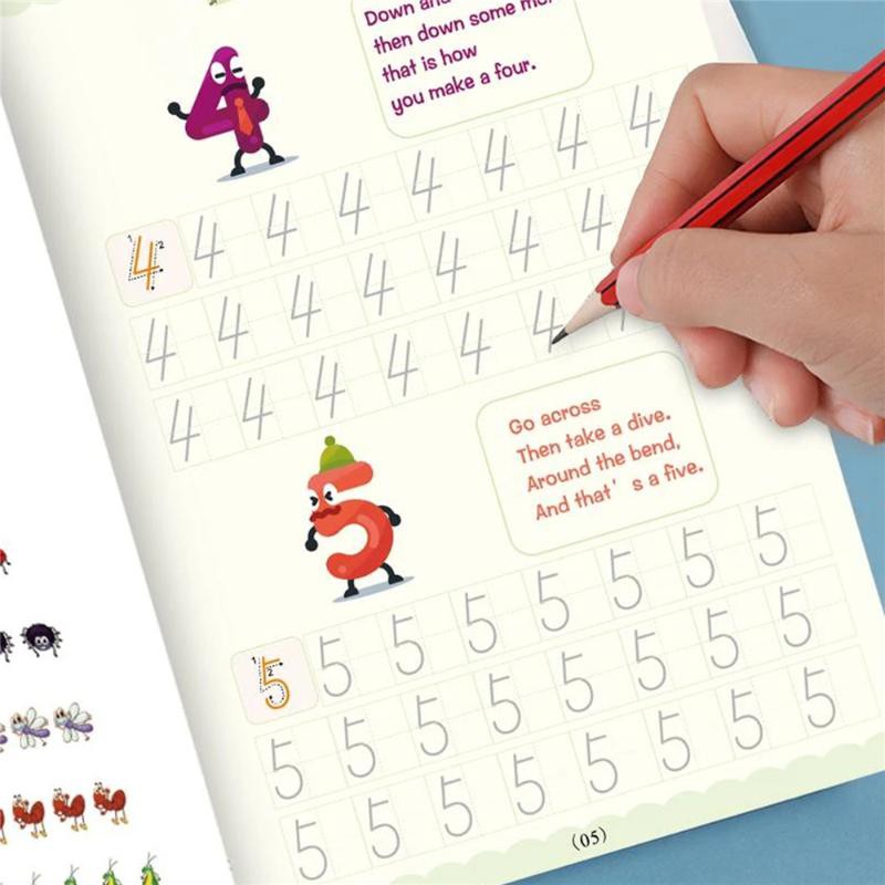 Children Handwriting Tracing Workbook For Exercise Drawing,Math,Numbers,English Alphabet Letter Sank Magic Book