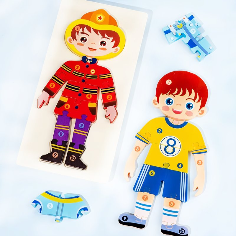 Wooden 3D Character Occupation Cognitive Learning Puzzles Toy