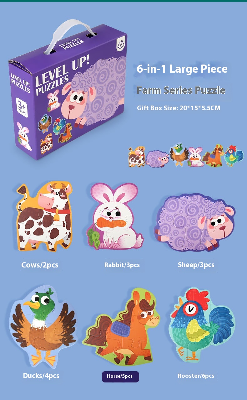 Wooden DIY Toy for 3-6 Years Old Children's Early Education Six-in-One Puzzle Kindergarten Educational Toys Animal Traffic