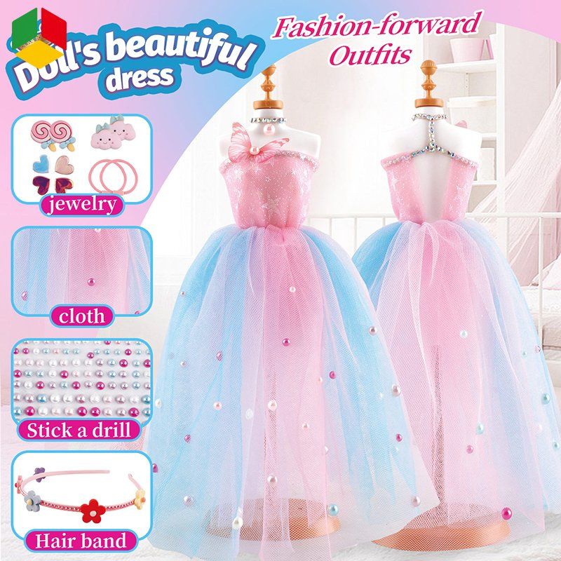 QS New Design Kids Children Educational Creative DIY Clothes Dress Jewelry Sets Toys Handmade Fashion Doll Accessories Clothes Girls Dress up Toys