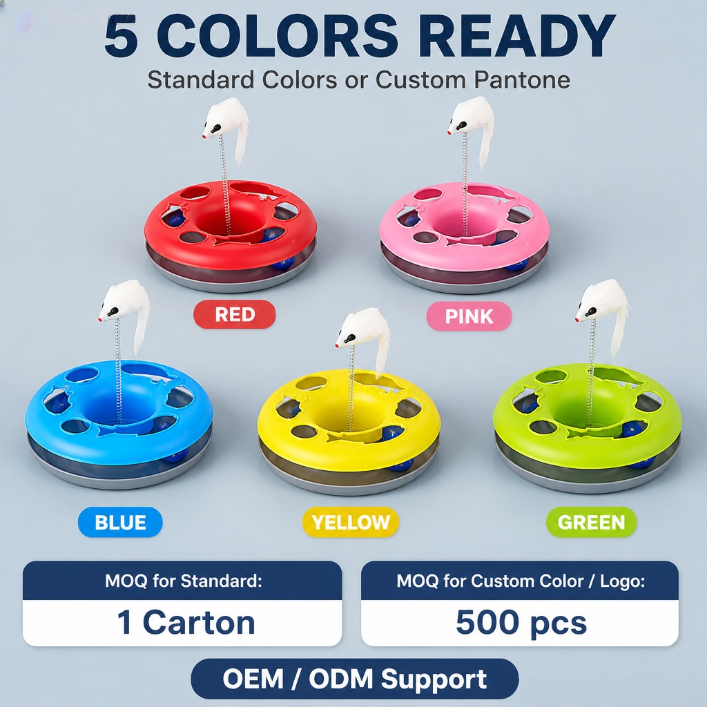 OEM ODM Private Label 3-in-1 Interactive Cat Toy Turntable CT-T008 Food-grade ABS Pet Intelligence Toy Wholesale