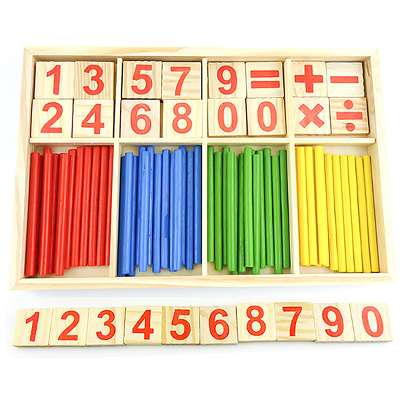 Wooden Baby Montessori Early Educational Learning Toys Children Initiation Math Number Counting Sticks Games for Kids Boys Girls